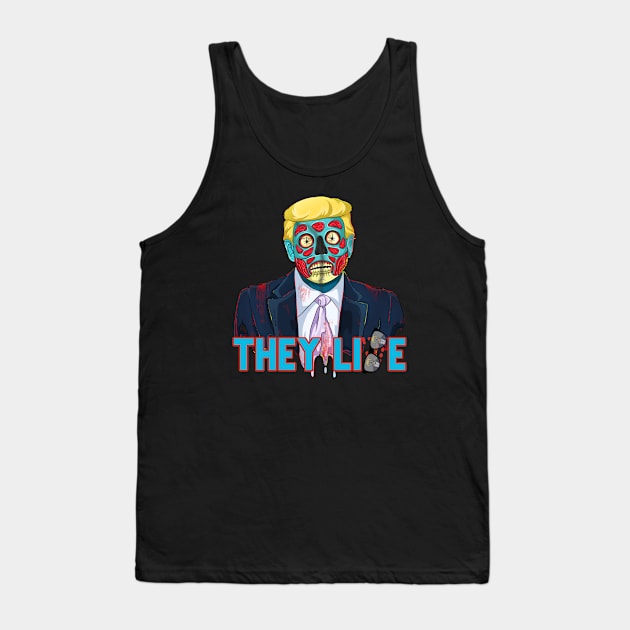 They Lie Trump Cartoon Zombie Tank Top by Trendy Black Sheep